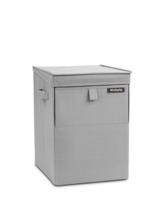 Panier à linge empilable Brabantia capacité 35 litres coloris gris en bambou L.37 x l. 32 x H.44,5 cm