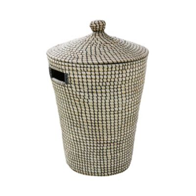 Panier à linge GoodHome Bonetta capacité 44 litres coloris jonc de mer et noir en polyester et jonc de mer l.53 x P.50 x H.65 cm
