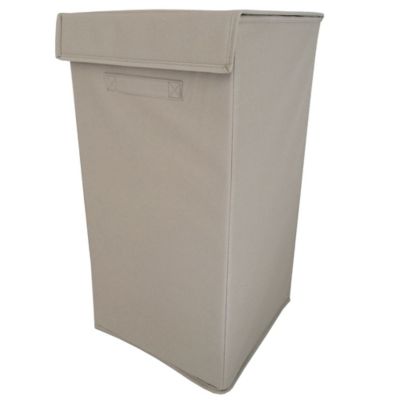 Panier à linge GoodHome Drina capacité 52 litres coloris taupe en polyester et PP L.30 x l. 30 x H.58 cm