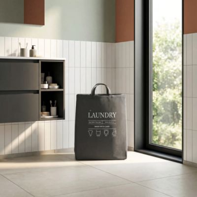 Panier à linge GoodHome Elland capacité 50 litres coloris ébène en coton L.40 x l.25 x H.53 cm