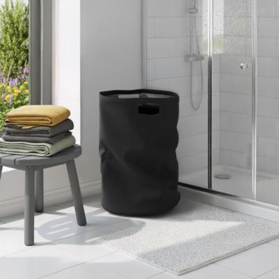 Panier à linge GoodHome Kina capacité 45 litres coloris or en coton Ø34 x H.52 cm