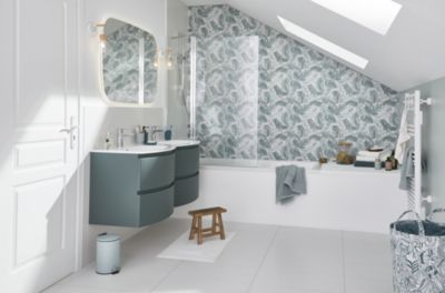 Panier à linge GoodHome Nassua capacité 45 litres coloris vert en coton Ø34 x H.52 cm