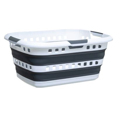 Panier à linge rétractable 45L blanc et gris 5Five Hugger