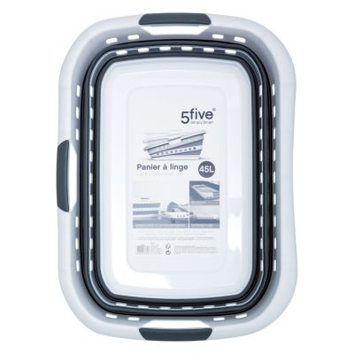 Panier à linge rétractable 45L blanc et gris 5Five Hugger