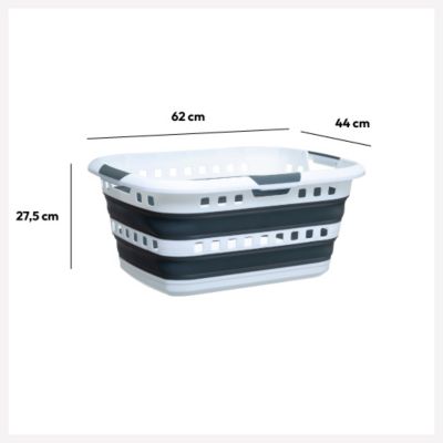 Panier à linge rétractable 45L blanc et gris 5Five Hugger