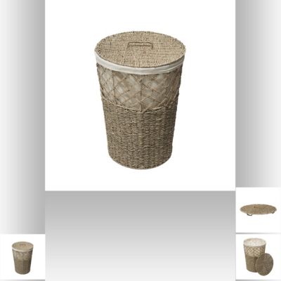 Panier à linge rond avec couvercle, Seagrass, 5five