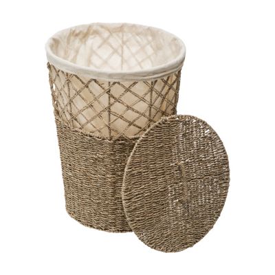 Panier à linge rond avec couvercle, Seagrass, 5five