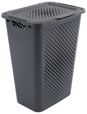 Panier à Linge Pixel 50 L - Plastique Recyclé - Couvercle Et Poignées - Design Scandinave