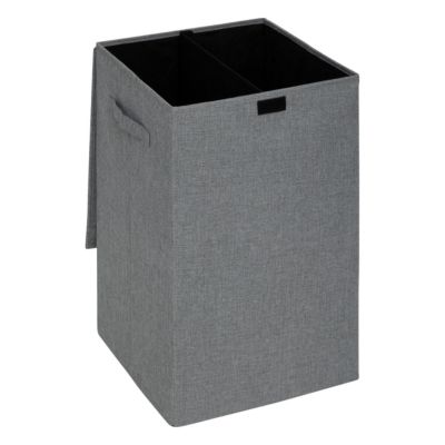 Panier à linge tissu gris 74 L l.36,5 x H.60 x P.37,5 cm, 5Five Simply Smart