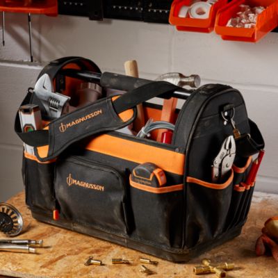 Panier à outils vide fond rigide textile Magnusson 1 compartiment + 8 poches