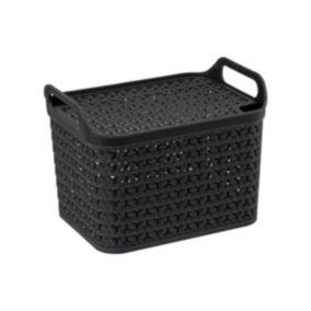 Panier ajouré plastique avec couvercle 12L noir - Noir- 5five