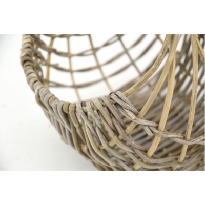 Panier arrondi ajouré en poelet gris 35 cm
