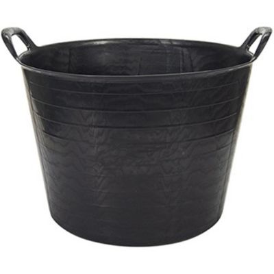 Panier avec poignées renforcées (Noir, 42L). Flexible et résistante : jardinage, construction, blanchisserie, agriculture