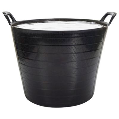 Panier avec poignées renforcées (Noir, 42L). Flexible et résistante : jardinage, construction, blanchisserie, agriculture