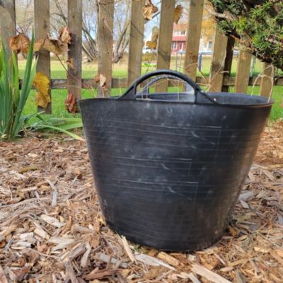 Panier avec poignées renforcées (Noir, 42L). Flexible et résistante : jardinage, construction, blanchisserie, agriculture