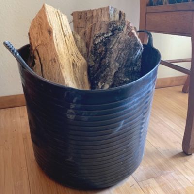 Panier avec poignées renforcées (Noir, 42L). Flexible et résistante : jardinage, construction, blanchisserie, agriculture