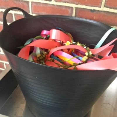 Panier avec poignées renforcées (Noir, 42L). Flexible et résistante : jardinage, construction, blanchisserie, agriculture