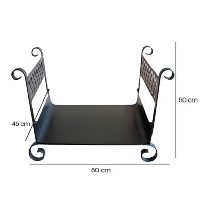 Panier à bûches de cheminée  couleur Noir , porte, range bûches en Fer forgé - 60 x 45 x Largeur 50 cm
