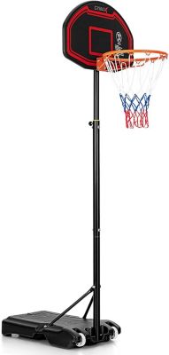 GYMAX Panier De Basket Enfant Hauteur Réglable 155-210 Cm - Base Remplissable Stable - Avec Roues