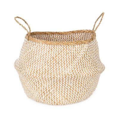Panier Belly naturel et blanc taille L