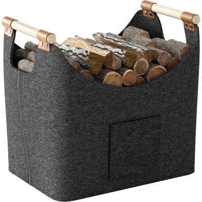 Panier à bois de chauffage, , sac en feutre, panier de rangement pour bois de chauffage, 45 x 32 x 40 cm