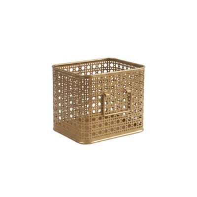 Panier carré en métal doré motif cannage taille S, Equipstore Création Met
