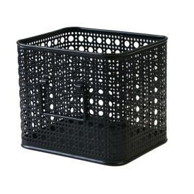 Panier carré en métal motif cannage noir taille S