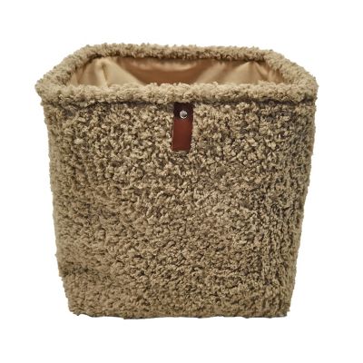 Panier carré en tissu bouclé taupe Mixxit