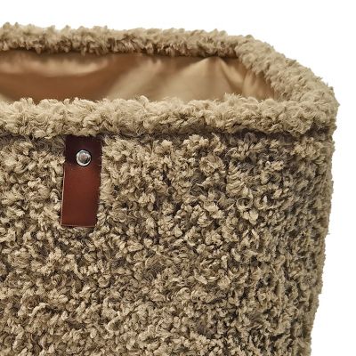 Panier carré en tissu bouclé taupe Mixxit