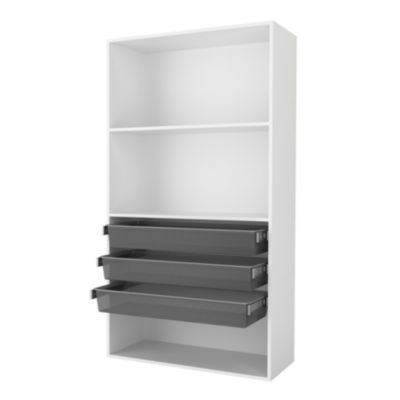 Organisateur Coulissant Pour Armoire AUNMAS - Tiroir En Acier Sans Perçage, Rails Fluides, Blanc