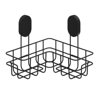 Panier d'angle de douche en acier inoxydable noir Cavally GoodHome