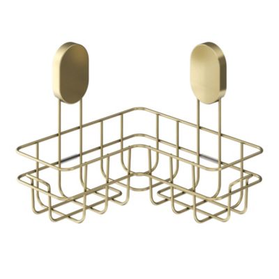 Panier d'angle de douche en acier inoxydable or Cavally GoodHome