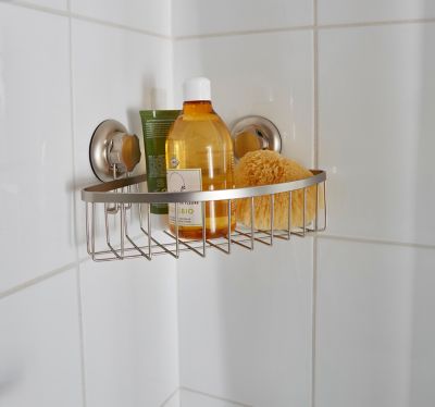 Panier d'angle Tenno avec ventouse pour douche acier chromé et ABS GoodHome