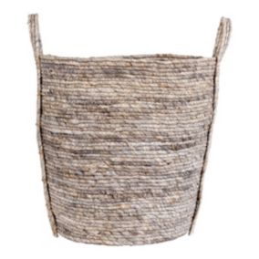 Panier Décoratif de Rangement Udine, Marron, Feuilles de Maïs, 41x41x49 cm, EPIKASA