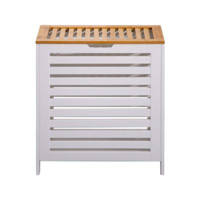 Panier de Bain MDF Bambu Blanc Marron Vêtements Rebecca Mobili