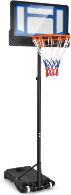Panier De Basket Portable – Hauteur Réglable 230-304 Cm, Base 65 Kg Eau/sable, Roues, Filet PP, Pour Enfants/adultes