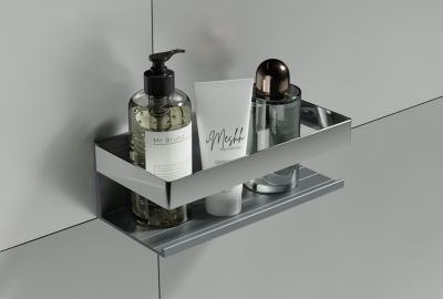 Panier de douche acier inoxydable, étagère de douche - largeur 22cm - Chrome