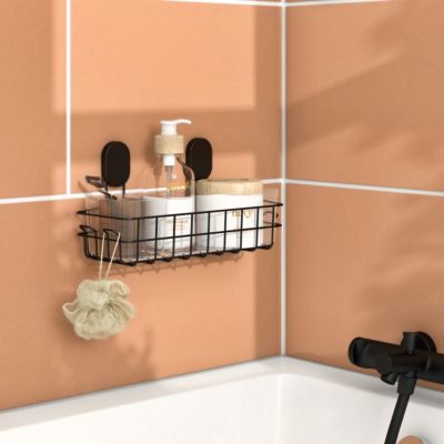 Panier de douche filaire L en acier inoxydable noir Cavally GoodHome