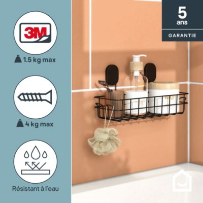 Panier de douche filaire L en acier inoxydable noir Cavally GoodHome