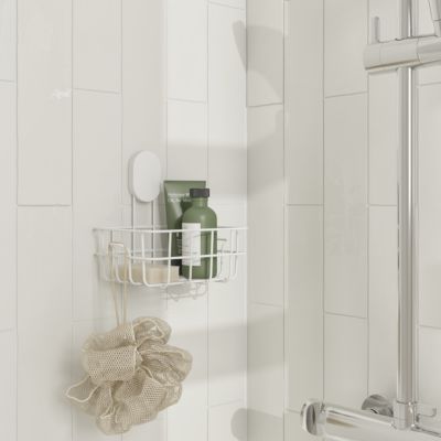 Panier de douche filaire S en acier inoxydable blanc Cavally GoodHome