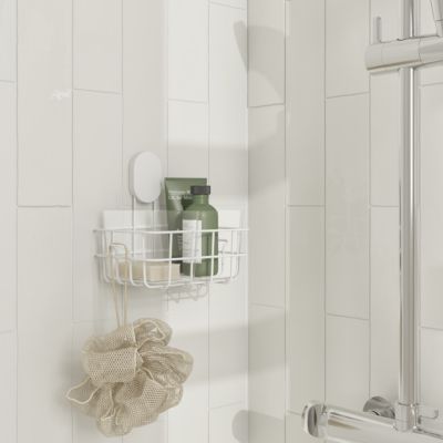 Panier de douche filaire S en acier inoxydable blanc Cavally GoodHome
