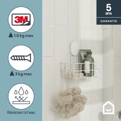 Panier de douche filaire S en acier inoxydable blanc Cavally GoodHome