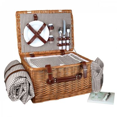 Panier de pique-nique isotherme avec nappe et accessoires - 2 personnes  - Gris - Linxor