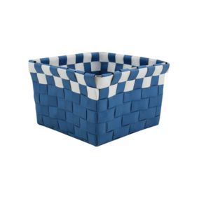 Panier de rangement 14x14x9cm Bleu Marine  Blanc MSV