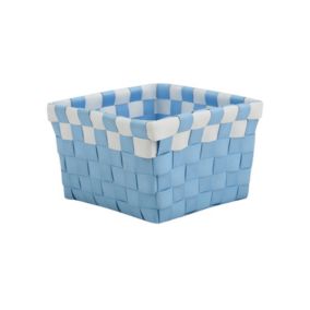 Panier de rangement 14x14x9cm Bleu Pastel  Blanc MSV