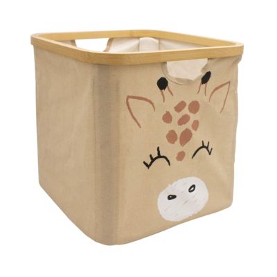 Panier de rangement cadre motif girafe Hyppolite beige