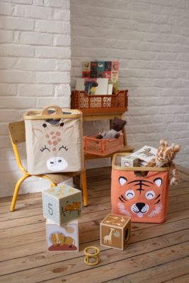 Panier de rangement cadre motif girafe Hyppolite beige