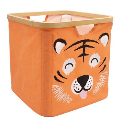 Panier de rangement cadre motif tigre Hyppolite orange