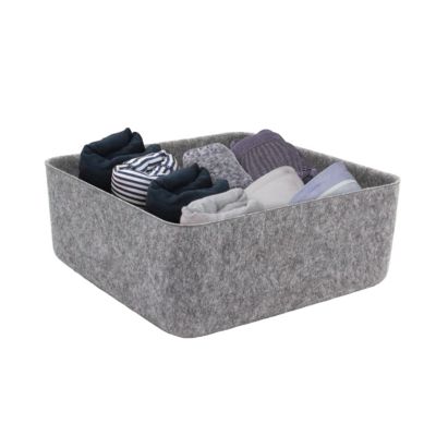 Panier de rangement carré en feutre gris, taille L Box & Beyond