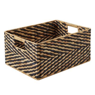 Panier de rangement en fibre naturelle Bhilai coloris noir et beige